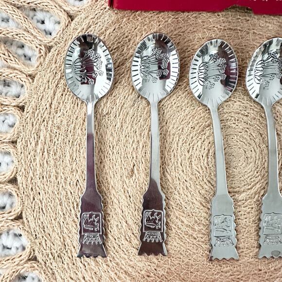 Moccaskedar 6 Spoon Demitasse Coffee Tea SV.Roster.Stal 18/8 Silver Set Box - Picture 2 of 7